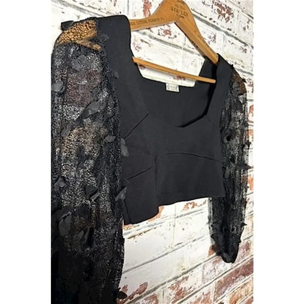 Free People Intimately Flutter By Sheer Mesh Billowy Sleeves Cropped Blouse